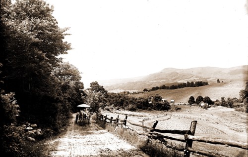 Mountain road in the Berkshires, Roads, Mountains, Farms, United States, Massachusetts, Berkshire