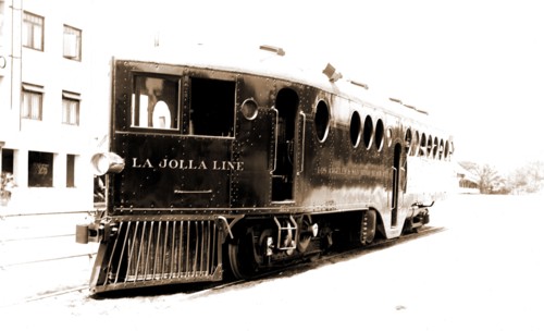 Gasoline motor car running from San Diego, La Hoya sic, Calif, Street railroads, United States,