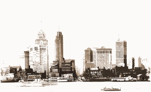 Detroit, Rivers, Skyscrapers, United States, Michigan, Detroit River, 1910