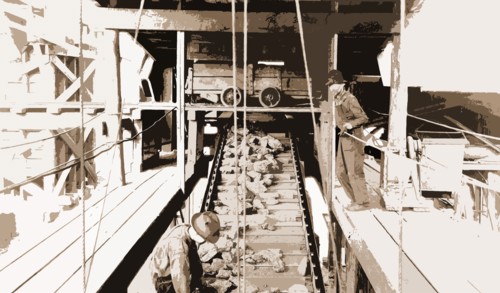 All coal picked clean of laminated coal, Ore industry, Coal, Conveying systems, 1922