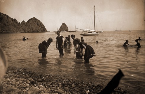 Bathing at Avalon, Santa Catalina Island, Beaches, Wading, United States, California, Santa