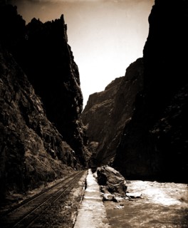 The Royal Gorge, Colo, Jackson, William Henry, 1843-1942, Railroad tracks, Rivers, Canyons, United