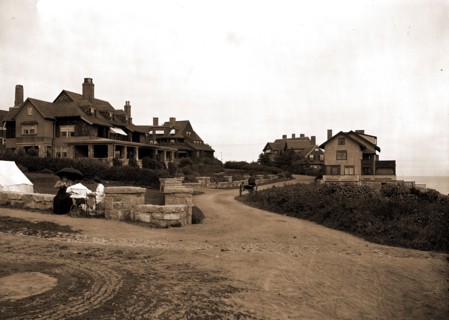 Shore Road and cottages, Magnolia, Mass, Roads, Dwellings, United States, Massachusetts,