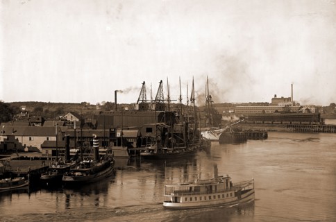 Coal wharves, Portsmouth, N.H, Piers & wharves, Harbors, Coal, United States, New Hampshire,