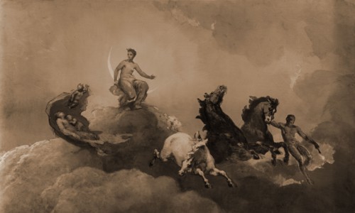 The flight of night, Hunt, William Morris, 1824-1879, Diana (Roman deity), Carriages & coaches,