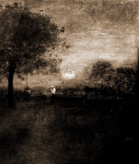 Landscape and sunset, Inness, George, 1825-1894, Sunrises & sunsets, 1900