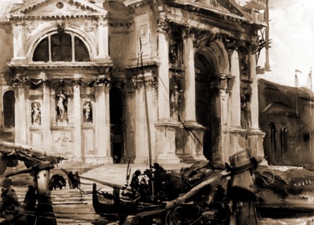 Santa Maria della Salute, Sargent, John Singer, 1856-1925, Churches, Piers & wharves, Italy,