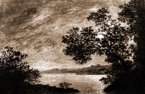Landscape, Blakelock, Ralph Albert, 1847-1919, Waterfronts, 1900
