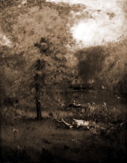 Landscape with rowboat, Inness, George, 1825-1894, Rowboats, 1900