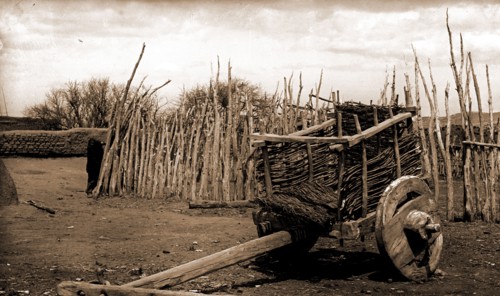 A relic of the past, Jackson, William Henry, 1843-1942, Carts & wagons, United States, New Mexico,