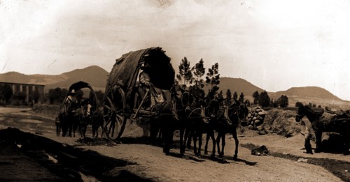 Returning from market, Amecameca, Covered wagons, Roads, Mexico, Amecameca de Juarez, 1880