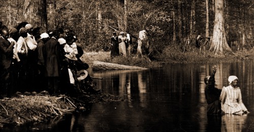 A Southern baptism, African Americans, Spiritual life, Waterfronts, Baptisms, United States, South