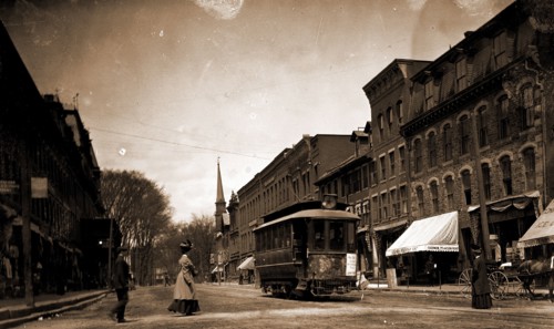 Main St, looking south, Brattleboro, Vt, Streets, Street railroads, Commercial facilities, United