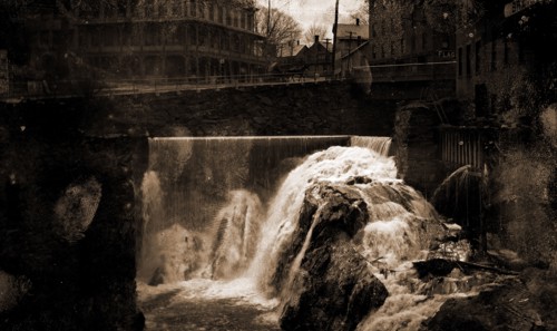 Whetstone Falls, Brattleboro, Vt, Waterfalls, Bridges, United States, Vermont, Brattleboro, 1907