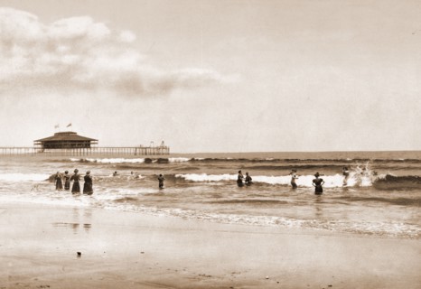 In the surf at Old Orchard, Maine, Beaches, United States, Maine, Old Orchard Beach, 1901