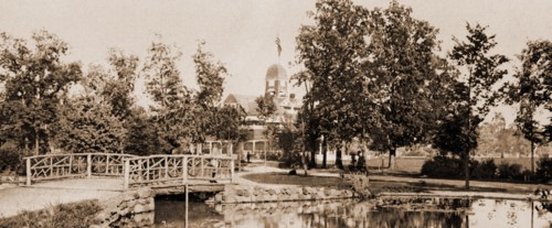 Casino from the lily pond, Belle Isle Park, Detroit, Parks, Casinos, United States, Michigan,