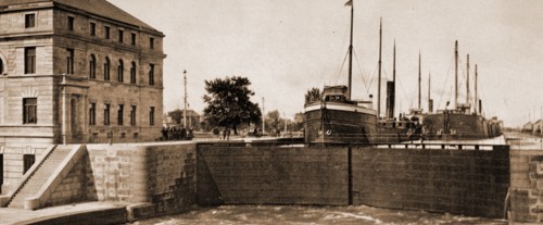 Leaving the Poe Lock, Sault Ste. Marie, Michigan, Locks (Hydraulic engineering), United States,