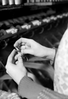 Mt. Holyoke, Massachusetts - Silk. William Skinner and Sons. Winding raw silk from skein to bobbin,