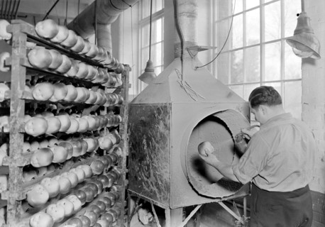 Mt. Holyoke, Massachusetts - Paragon Rubber Co. and American Character Doll. Spraying face, hands,