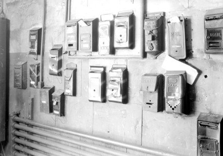 Paterson, New Jersey - Textiles. Numerous mail boxes indicate numerous tenants in the mill
