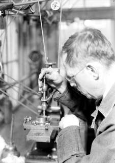 Lancaster, Pennsylvania - Hamilton Watch. Damaskeening - skilled machine operation for putting