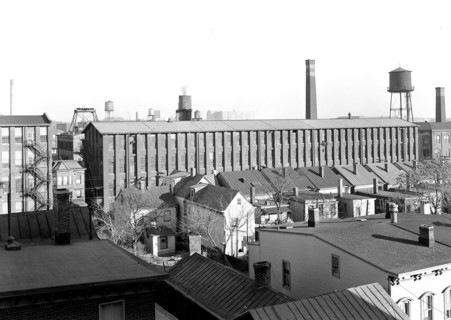 Paterson, New Jersey - Textiles. A view of part of the Barnett Silk Mill, - it has been cut up into