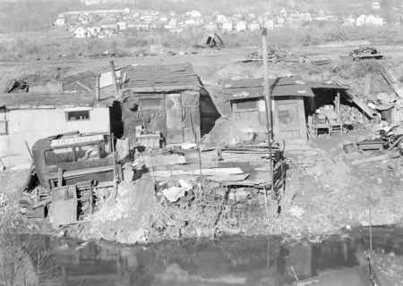 Paterson, New Jersey - Textiles. Bachelor shacks in outskirts of Paterson, on Molly Jan Brook.