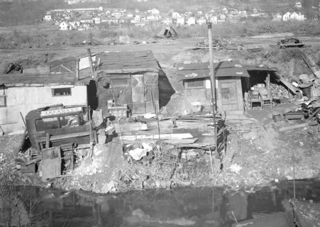 Paterson, New Jersey - Textiles. Bachelor shacks in outskirts of Paterson, on Molly Jan Brook.