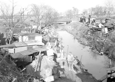 Paterson, New Jersey - Textiles. Bachelor shacks in outskirts of Paterson, on Molly Jan Brook.
