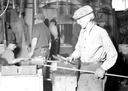 Millville, New Jersey - Glass bottles. [Man at work.], 1936, Lewis Hine, 1874 - 1940, was an