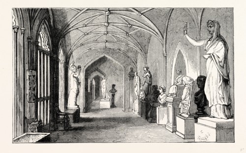 Lowther Castle, the Sculpture Gallery, UK, England, engraving 1870s, Britain