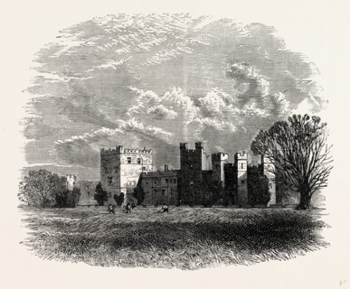 Raby Castle, from the West, UK, England, engraving 1870s, Britain