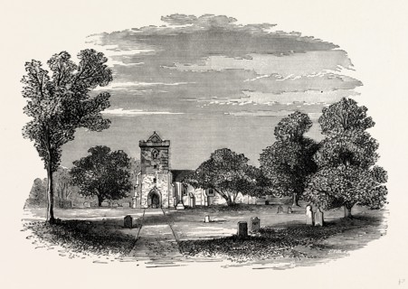 Hampton Lovett Church, UK, England, engraving 1870s, Britain