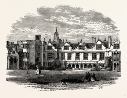 The South Front, Knole House, UK, England, engraving 1870s, Britain