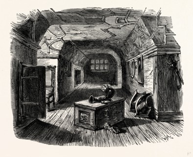 The Retainers' Gallery, Knole House, UK, England, engraving 1870s, Britain
