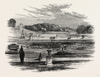 The Garden, Castle Howard, UK, England, engraving 1870s, Britain