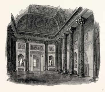 The Great Hall, Kedleston Hall, UK, England, engraving 1870s, Britain