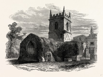 Kedleston Church, from the West, UK, England, engraving 1870s, Britain