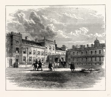 Welbeck, West Front and Oxford Wing, UK, England, engraving 1870s, Britain