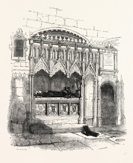 Prior Rahere's Tomb, London, England, engraving 19th century, Britain, UK