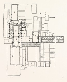 Plan Priory St. Bartholomew, London, England, engraving 19th century, Britain, UK