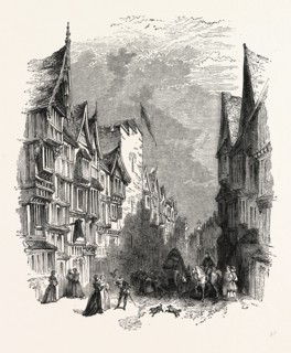 Barbican. Designed old Maps Elevations, London, England, engraving 19th century, Britain, UK