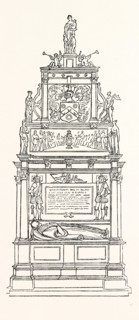 Sutton's Monument, Charter House, London, England, engraving 19th century, Britain, UK