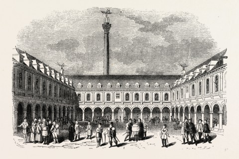 Sir Thomas Gresham's Exchange, London, England, engraving 19th century, Britain, UK