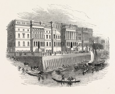Custom House, London, England, engraving 19th century, Britain, UK