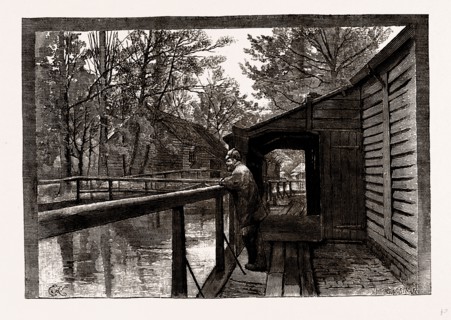 THE POWDER MILLS, Waltham, UK, engraving 1881 - 1884