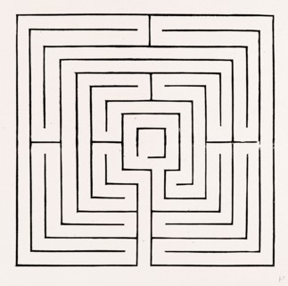 THE MAZE AT THEOBALDS, UK, engraving 1881 - 1884