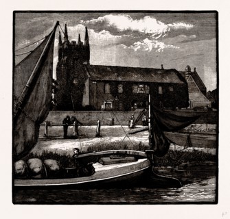 ISLEWORTH CHURCH, UK, engraving 1881 - 1884