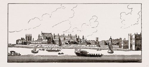 OLD HAMPTON COURT, UK, engraving 1881 - 1884