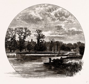 HAMPTON COURT, FROM THE RIVER, UK, engraving 1881 - 1884